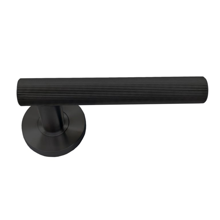 Straight knurled texture handle pulls matt black knurled handles